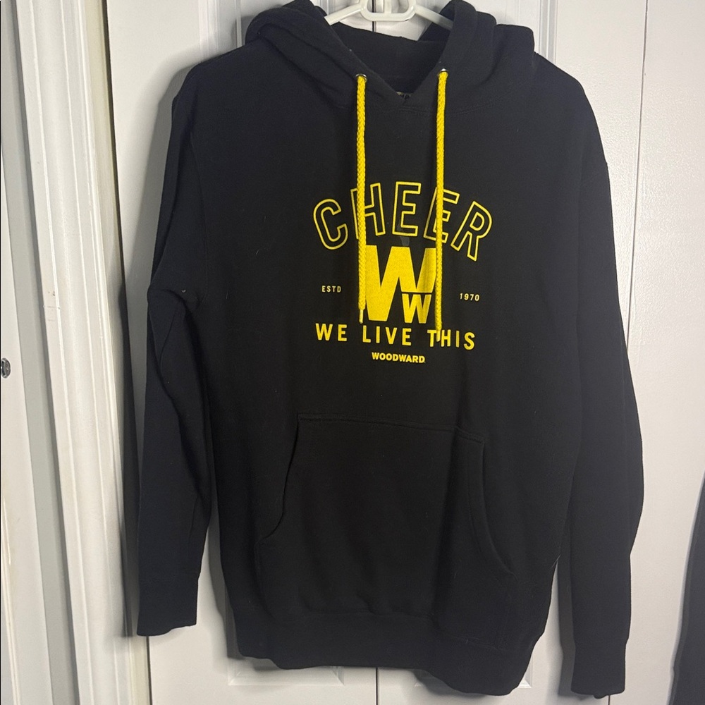 WOODWARD Heavyweight Black Hoodie with Yellow Accents